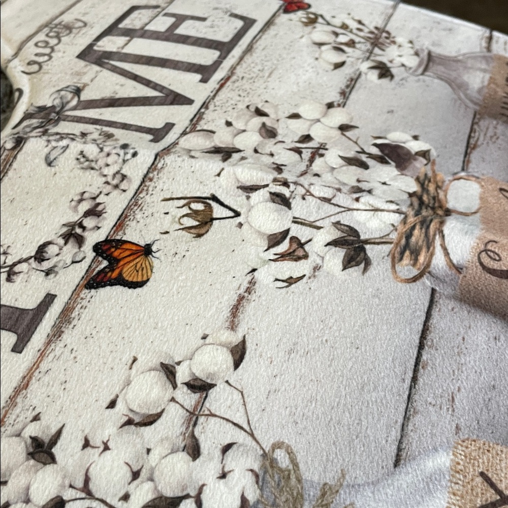 Home Sweet Home Floral Bathroom Rug Set - Neutral Tan & Cream - Picture 6 of 6